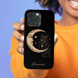 Himmelsmond und Stars, boho, elegantes Gold Case-Mate iPhone Hülle