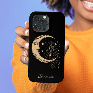 Himmelsmond und Stars, boho, elegantes Gold Case-Mate iPhone Hülle