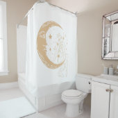 Himmelsmond und Stars, boho, elegantes Gold Duschvorhang (Beispiel)