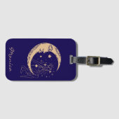 Himmelsmond und Stars, boho, elegantes Gold Gepäckanhänger (Vorderseite (Horizontal))