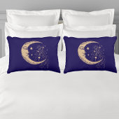 Himmelsmond und Stars, boho, elegantes Gold Kissenbezug