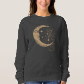 Himmelsmond und Stars, boho, elegantes Gold Sweatshirt (Vorderseite)