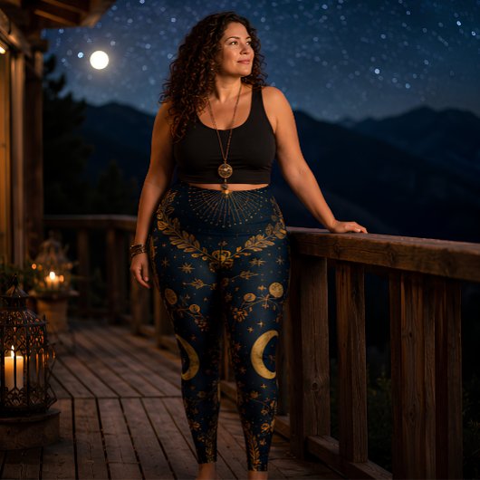 Himmelsmond und Sterne Boho Astrologie Leggings