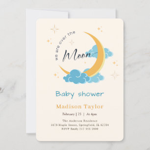 Himmelsmond und Sterne Himmel Baby Shower Einladung