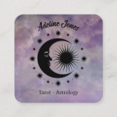 Himmelsmond und Sterne Quadratische Visitenkarte (Vorderseite)