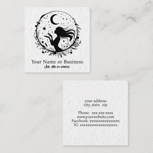 Himmelsmond und Sterne Quadratische Visitenkarte (Vorne/Hinten)