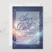 Himmelsmond und Sterne Speichern Sie die Datumskar Save The Date (Vorderseite)