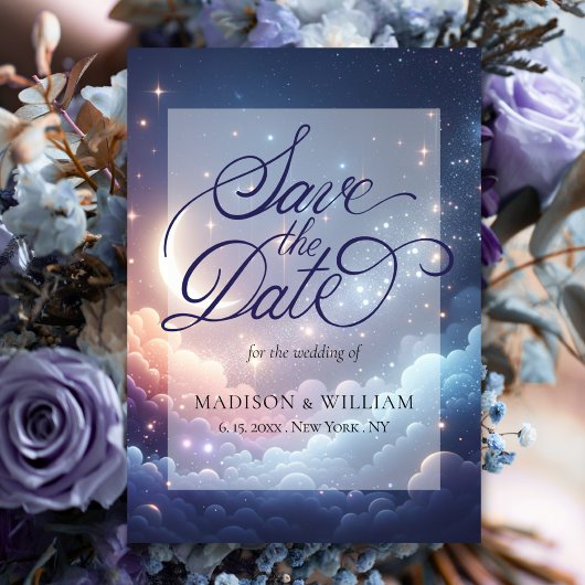 Himmelsmond und Sterne Speichern Sie die Datumskar Save The Date