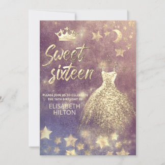 Himmelsmond und Sternenkalligraphie 16 . Geburtsta Einladung