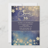 Himmelsmond und Sternenkalligraphie 16 . Geburtsta Einladung (Rückseite)