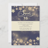 Himmelsmond und Sternenkalligraphie 16 . Geburtsta Einladung (Rückseite)