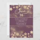 Himmelsmond und Sternenkalligraphie 16 . Geburtsta Einladung (Rückseite)