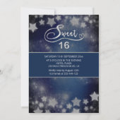 Himmelsmond und Sternenkalligraphie 16 . Geburtsta Einladung (Rückseite)