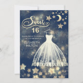Himmelsmond und Sternenkalligraphie 16 . Geburtsta Einladung (Vorderseite)