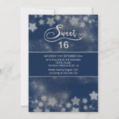 Himmelsmond und Sternenkalligraphie 16 . Geburtsta Einladung (Rückseite)