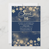 Himmelsmond und Sternenkalligraphie 16 . Geburtsta Einladung (Rückseite)