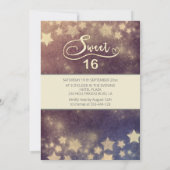 Himmelsmond und Sternenkalligraphie 16 . Geburtsta Einladung (Rückseite)