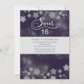 Himmelsmond und Sternenkalligraphie 16 . Geburtsta Einladung (Rückseite)