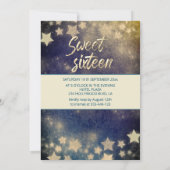 Himmelsmond und Sternenkalligraphie 16 . Geburtsta Einladung (Rückseite)