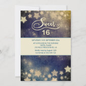 Himmelsmond und Sternenkalligraphie 16 . Geburtsta Einladung (Rückseite)