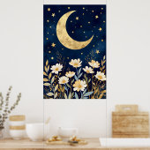 Himmelsmond und Wildblumen Poster (Küche)