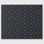 Himmelsmonde & Stars Wrapping Paper Gold/Navy Geschenkpapier (Flach)