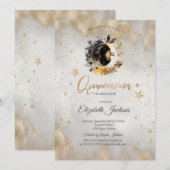 Himmelsmonde, Sterne Blume Quinceanera Einladung (Vorne/Hinten)