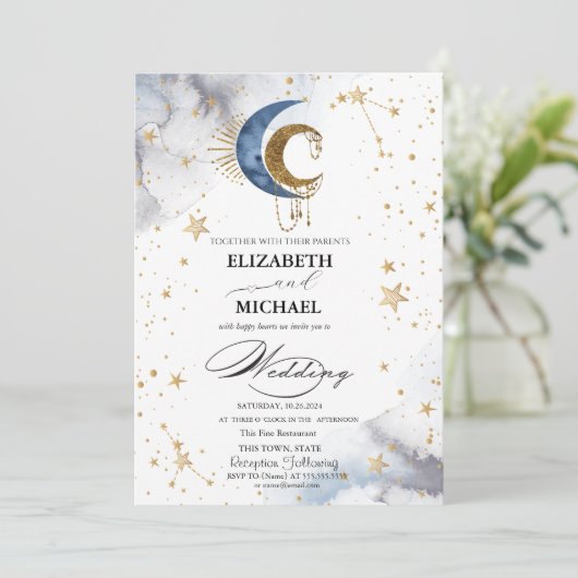 Himmelsmonde, Sternskript Einladung (Stehend Vorderseite)