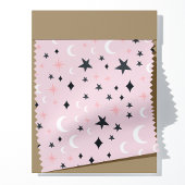 Himmelsmonde und Sterne auf rosa Muster Stoff