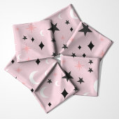 Himmelsmonde und Sterne auf rosa Muster Stoff