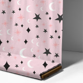 Himmelsmonde und Sterne auf rosa Muster Stoff