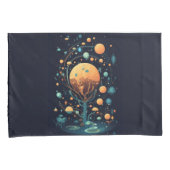 Himmelsmonde und Wolkenbäume, schwarz und orange Kissenbezug (Vorderseite-Rechts)