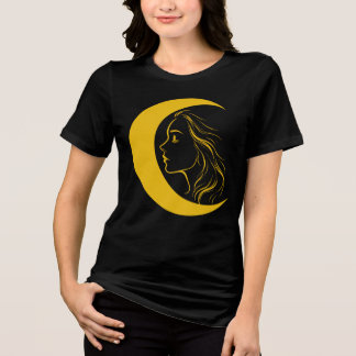 Himmelsmondgöttin – Mystische Linienkunst-Profilan Tri-Blend Shirt