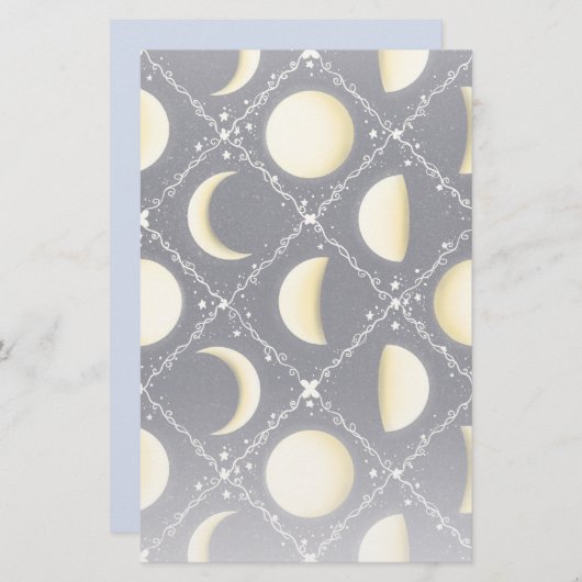 Himmelsmondphasen-Muster Briefpapier (Vorne/Hinten)