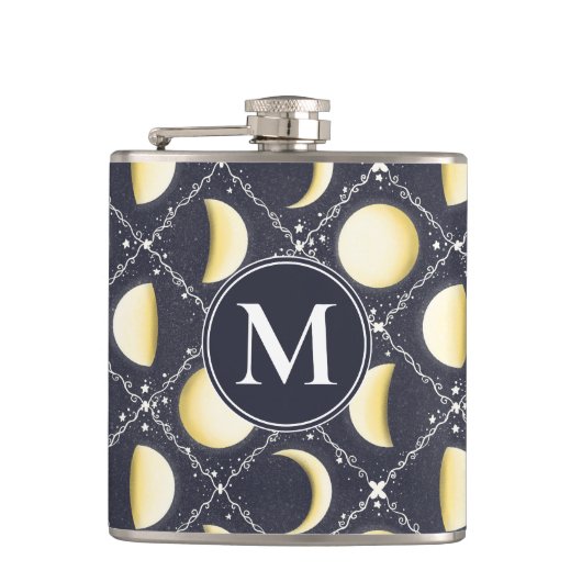 Himmelsmondphasen-Muster Flachmann (Vorderseite)