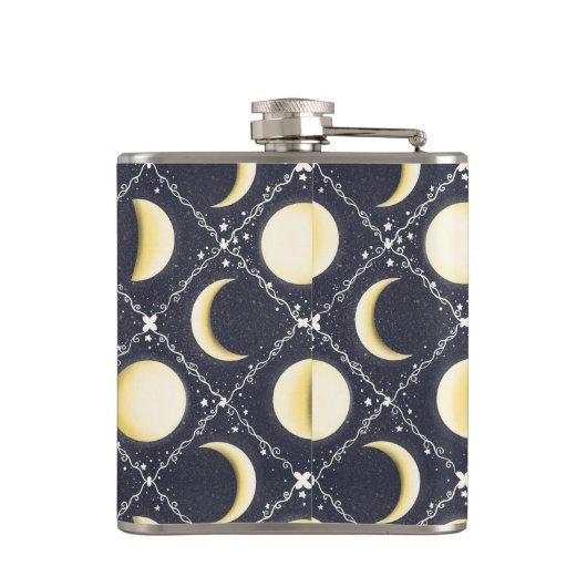 Himmelsmondphasen-Muster Flachmann (Rückseite)