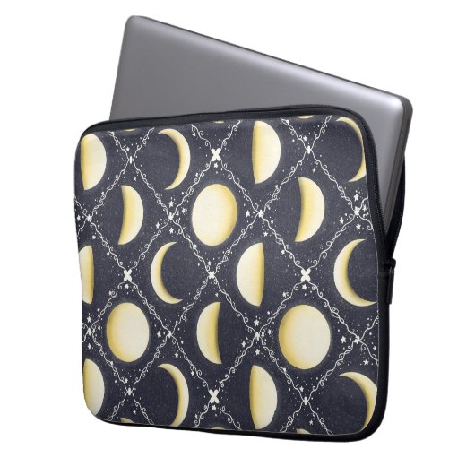 Himmelsmondphasen-Muster Laptopschutzhülle (Vorderseite Links)