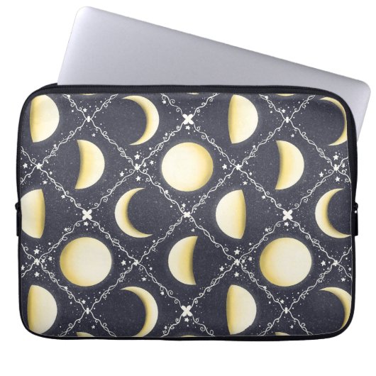 Himmelsmondphasen-Muster Laptopschutzhülle (Vorderseite)