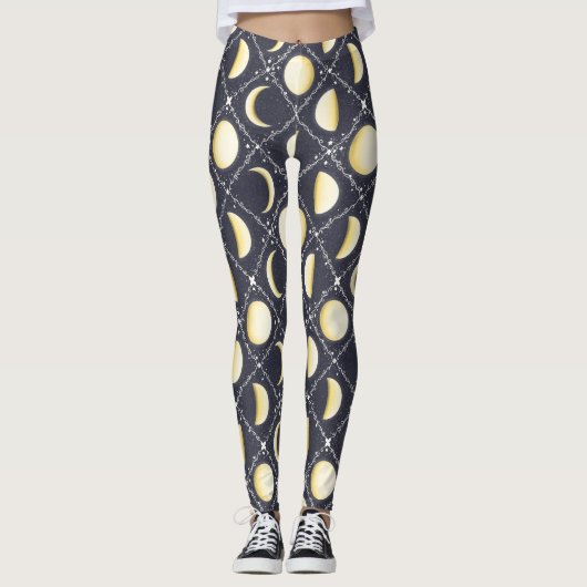 Himmelsmondphasen-Muster Leggings (Vorderseite)
