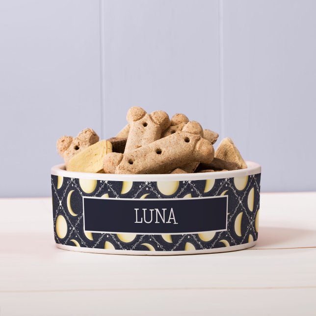 Himmelsmondphasen-Muster Napf (Moon Phases Pattern Dog Bowl with Nameplate)
