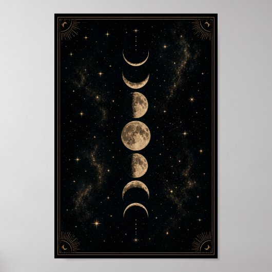 Himmelsmondphasenposter | Boho-Lunar-Wandkunst Poster (Vorne)