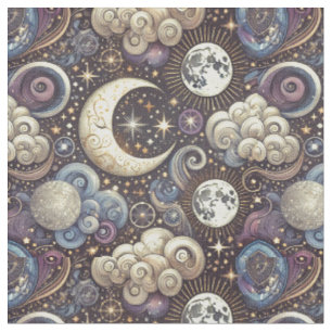 Himmelsmuster Muster nahtloser Moon- und Sternende Stoff