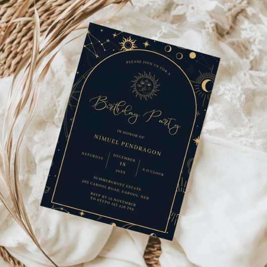 Himmelsmystische Elemente beginnen Geburtstag Einladung