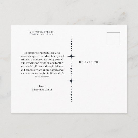 Himmelsmystische Elemente Danke Postkarte (Rückseite)