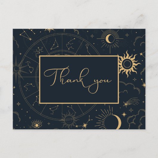 Himmelsmystische Elemente Danke Postkarte (Vorderseite)