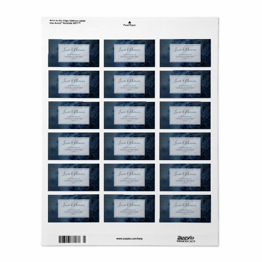 Himmelsnächtlicher Himmel mit Frame UAWG Address L Adressaufkleber (Vorne)