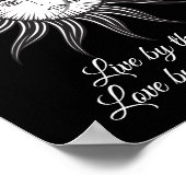 Himmelsonnenmoon Schwarz-weiße einfache Grafik Poster (Ecke)