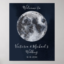 Himmelsplakat mit Vollmond und Sternen Poster