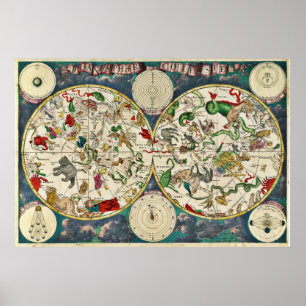 Himmelsplanisphäre Himmelskarte Frederick De Wit Poster