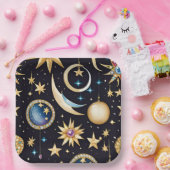 Himmelsplatz auf Mond und Stars Pappteller (Party)